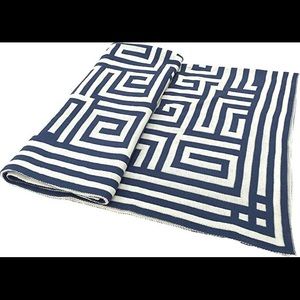Navy and White Acrylic Chevron Jacquard Throw